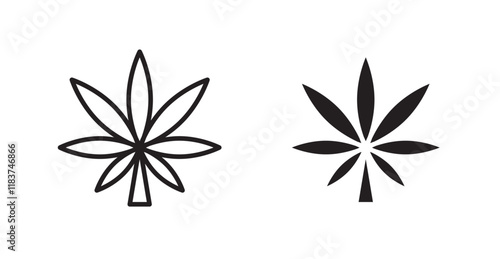 Cannabis leaf icon set vector graphics designs
