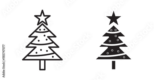 Christmas tree icon set vector graphics designs
