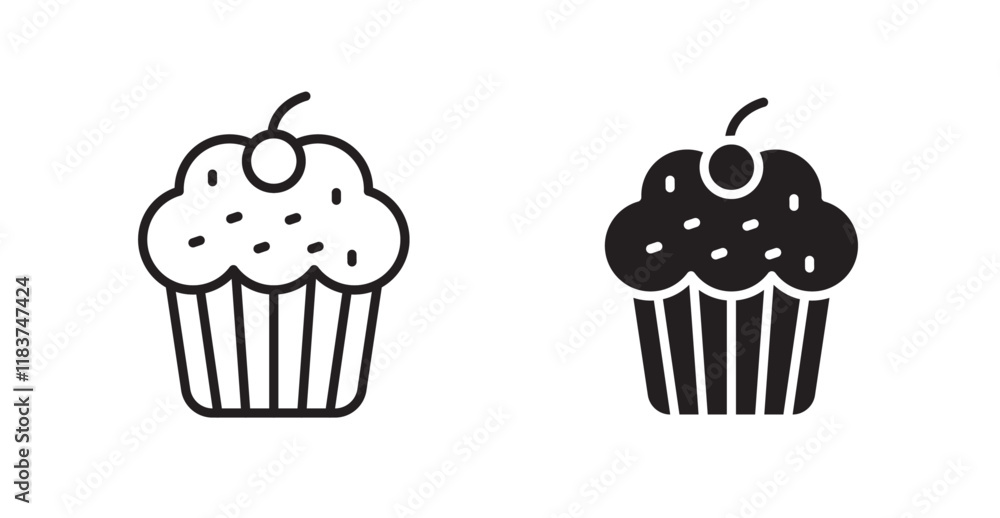 Cupcake icon set vector graphics designs Cupcake icon set vector graphics designs