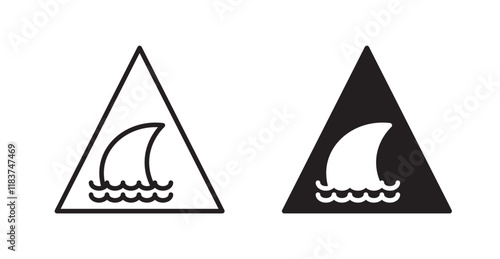 Danger of shark signs set vector graphics designs