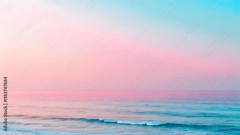 Fototapeta premium A vibrant rainbow ocean, its colors reflecting in the sparkling waves as the sun sets on the horizon