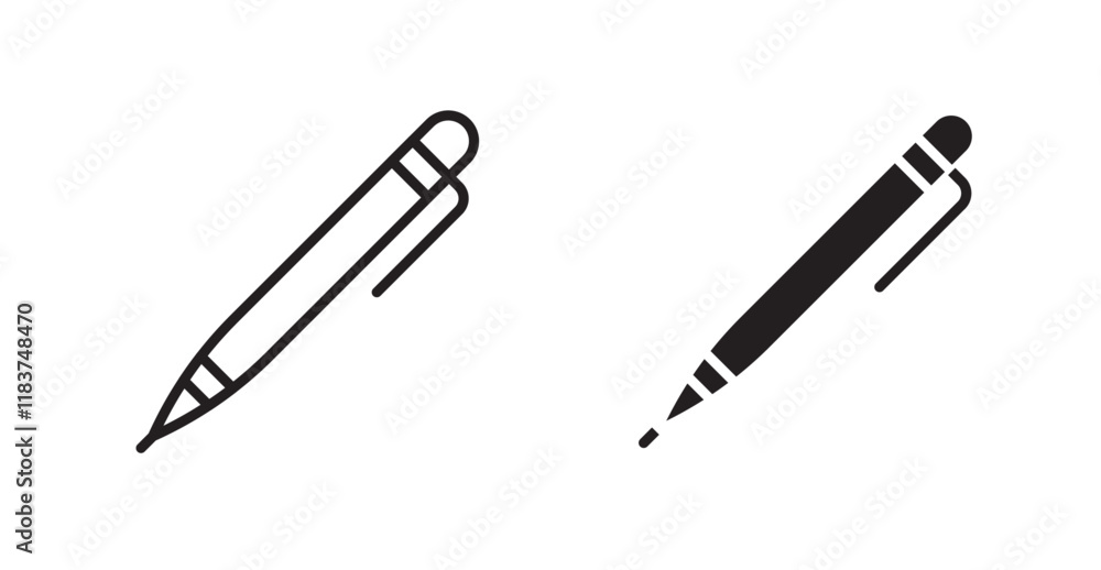 Fountain pen icon set vector graphics designs Fountain pen icon set vector graphics designs