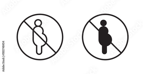 Forbidden pregnant icon set vector graphics designs