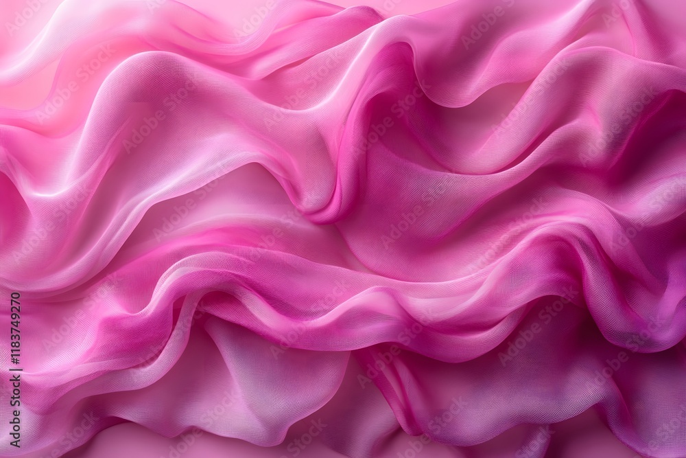 Fototapeta premium Vibrant Pink Silk Fabric Waves for Elegant Interior Design and Textile Art