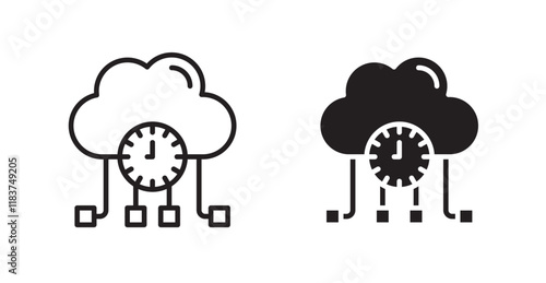 High server uptime icon set vector graphics designs