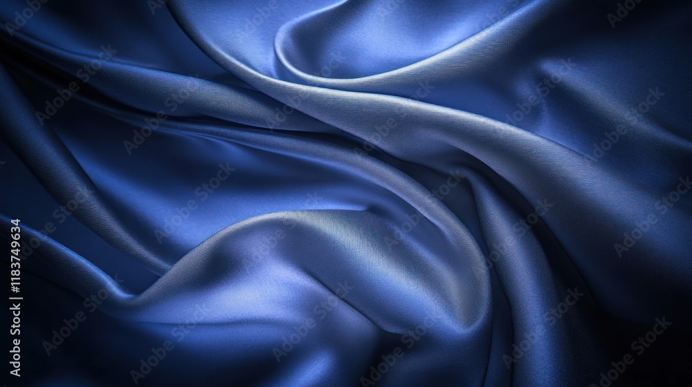 Fototapeta premium Elegant Draped Blue Silk Fabric Texture