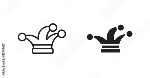 Jester hat icon set vector graphics designs