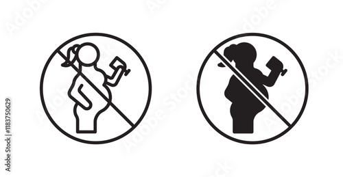 No alcohol during pregnancy period sign set vector graphics designs