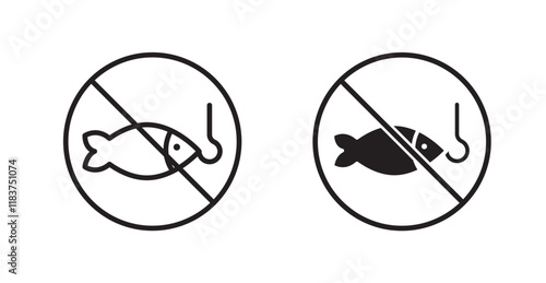 No fishing icon set vector graphics designs