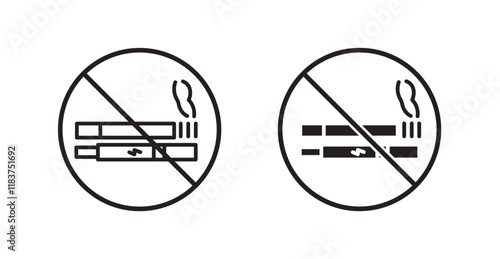 No smoking including electronic cigarettes sign vector set vector graphics designs