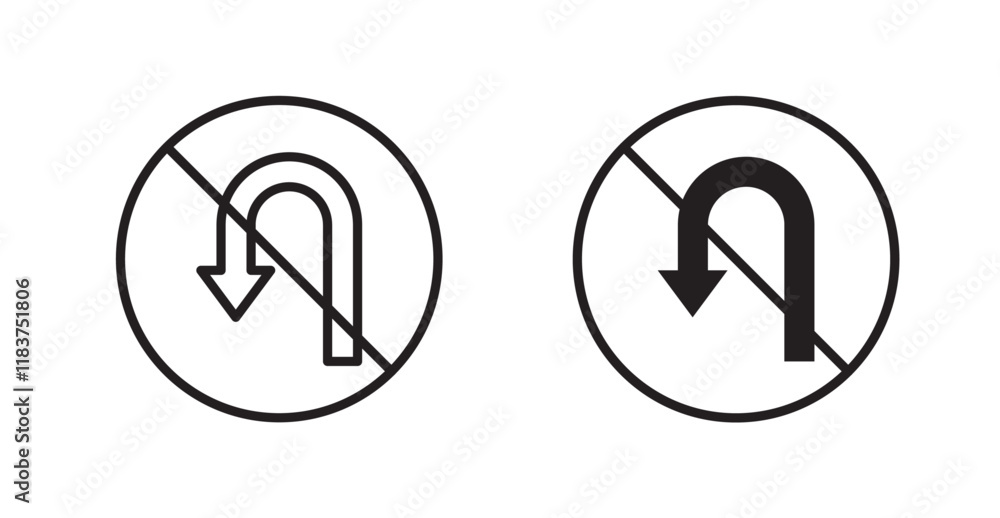 No u turn road sign vector set vector graphics designs No u turn road sign vector set vector graphics designs