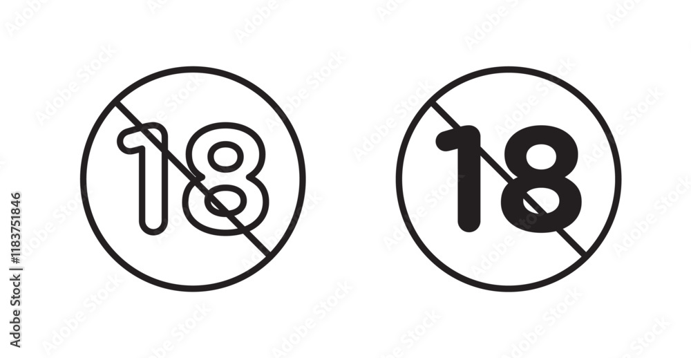 No under eighteen sign vector set vector graphics designs No under eighteen sign vector set vector graphics designs