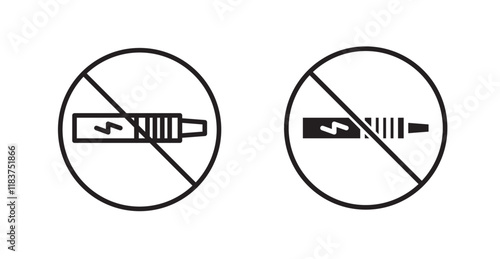 No vaping icon set vector graphics designs