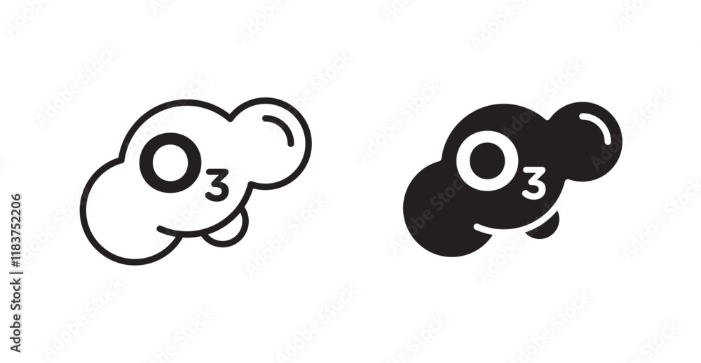 Ozonation icon set vector graphics designs Ozonation icon set vector graphics designs