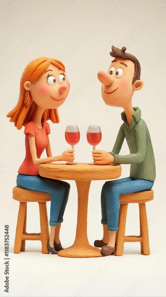 Couple enjoying wine at a small table Couple enjoying wine at a small table