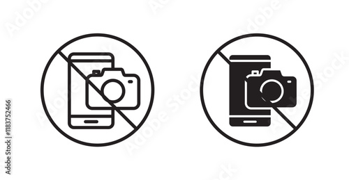 Photo and phone forbidden signs set vector graphics designs