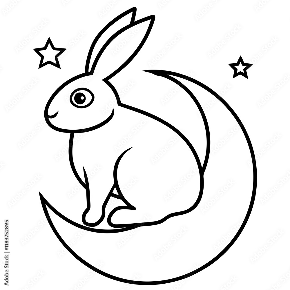 Fototapeta premium a-rabbit-on-the-moon--symbolic opposite day creative-design
