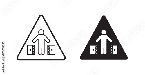 Risk of crushing warning signs set vector graphics designs