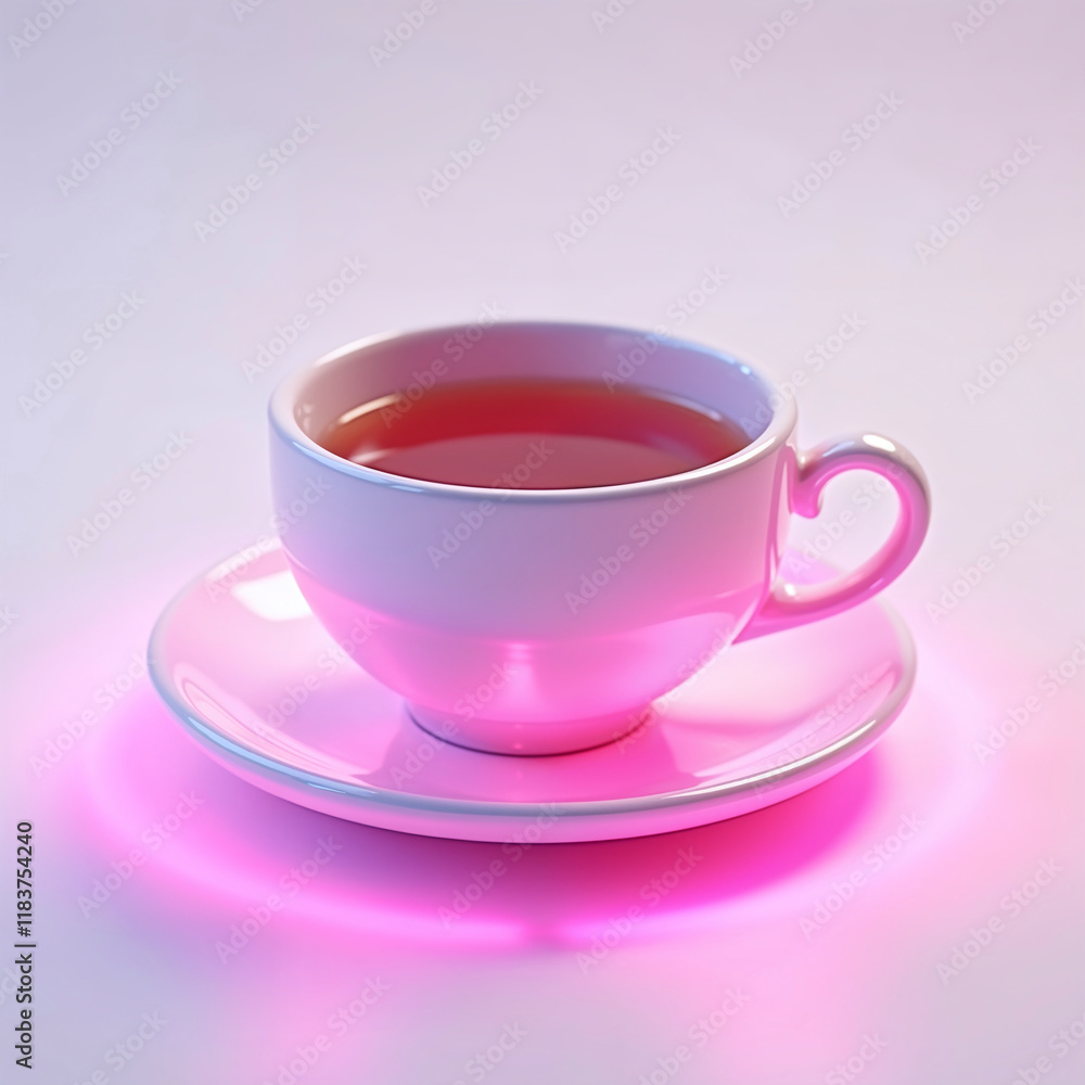 A white cup with pink rim sits on a pink plate. The cup is filled with tea, and the tea is a deep red color. The cup and plate are arranged in a way that creates a sense of balance and harmony A white cup with pink rim sits on a pink plate. The cup is filled with tea, and the tea is a deep red color. The cup and plate are arranged in a way that creates a sense of balance and harmony