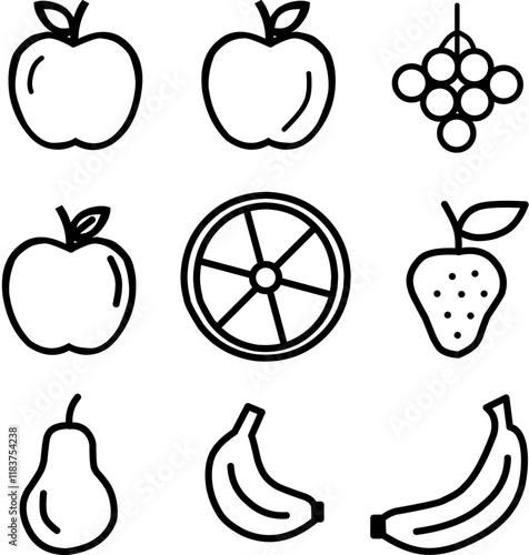 set of fruits icon