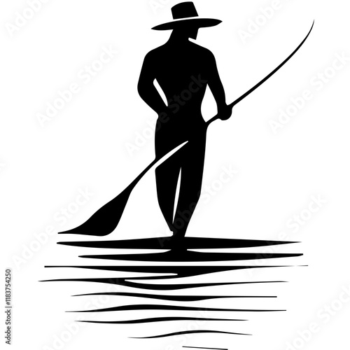 Fishing Life Silhouette: Man with Rod for Creative Graphic Designs