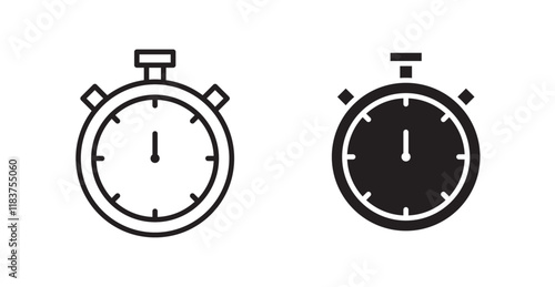 Stop watch icon set vector graphics designs