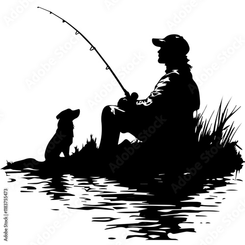 Royalty-Free Fisherman Silhouette for Commercial Use