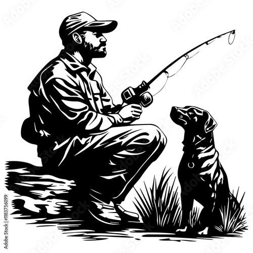 Beautiful Fisherman Silhouette: Perfect for Fishing and Nature Themes