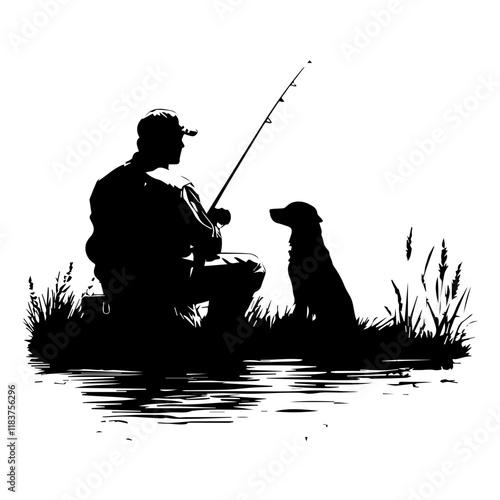 Beautiful Fisherman Silhouette: Perfect for Fishing and Nature Themes