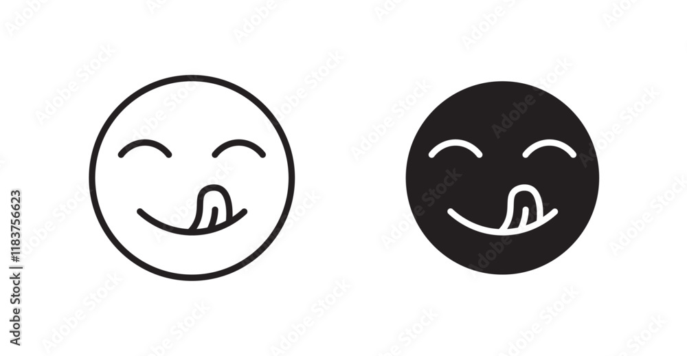 Fototapeta premium Yummy smile emoji icon set vector graphics designs