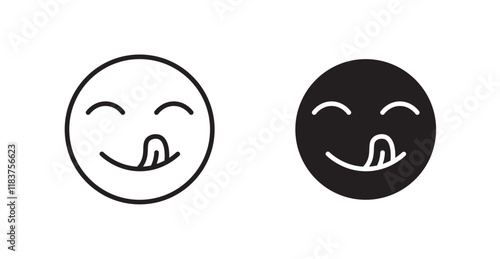 Yummy smile emoji icon set vector graphics designs
