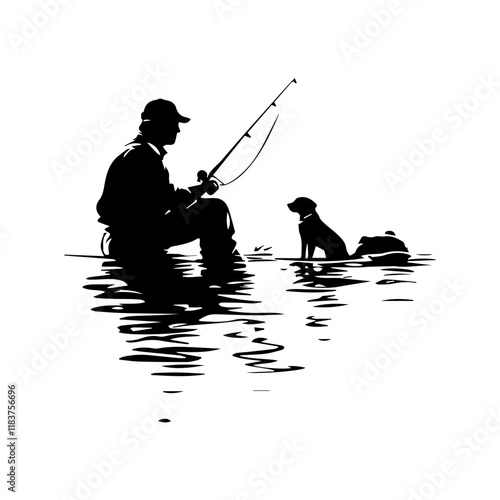 Fisherman Silhouette – Nature and Adventure-Themed Graphic Resource