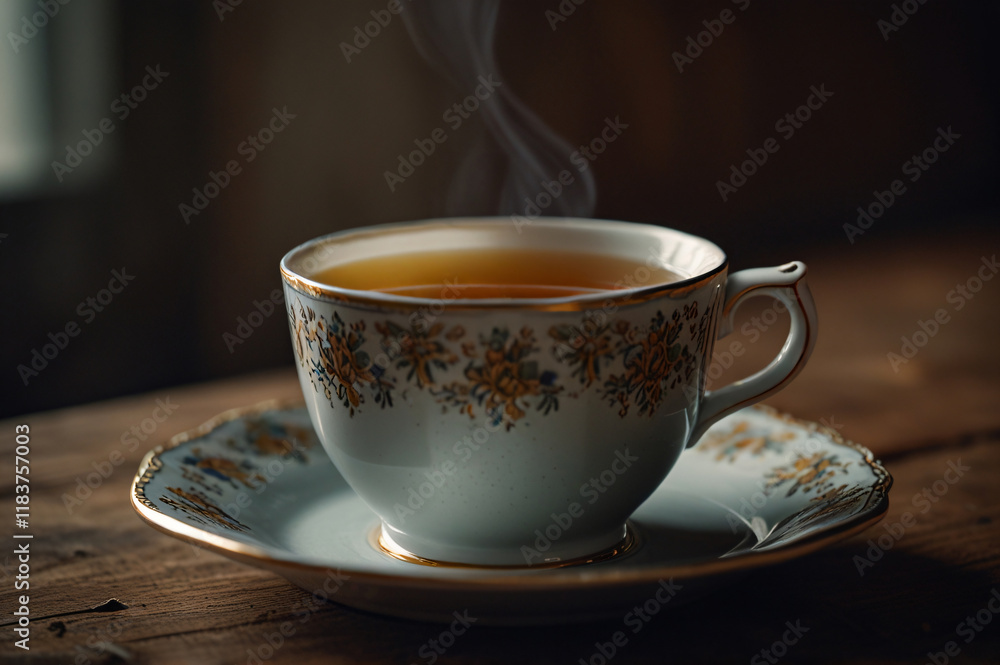 Fototapeta premium A cup of tea in a delicate porcelain cup.