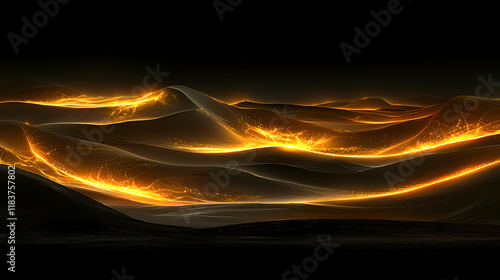 Golden Desert Sandscapes at Night  photo