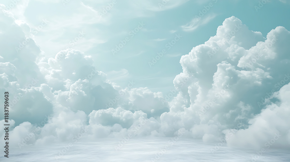 Big billboard mock up with white blank space and dynamic cloud background, advertisement design