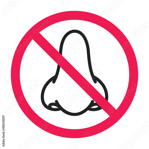 No smell sign icon, forbidden nose symbol, no smelling sign, vector illustration design