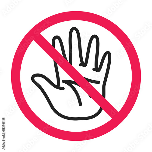 Do not touch sign, forbidden access symbol, dont stop sign, hand forbidden sign, no entry icon