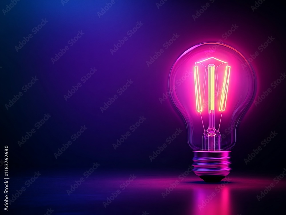 Illuminating Ideas: A Glowing Light Bulb in a Neon Dreamscape Illuminating Ideas: A Glowing Light Bulb in a Neon Dreamscape