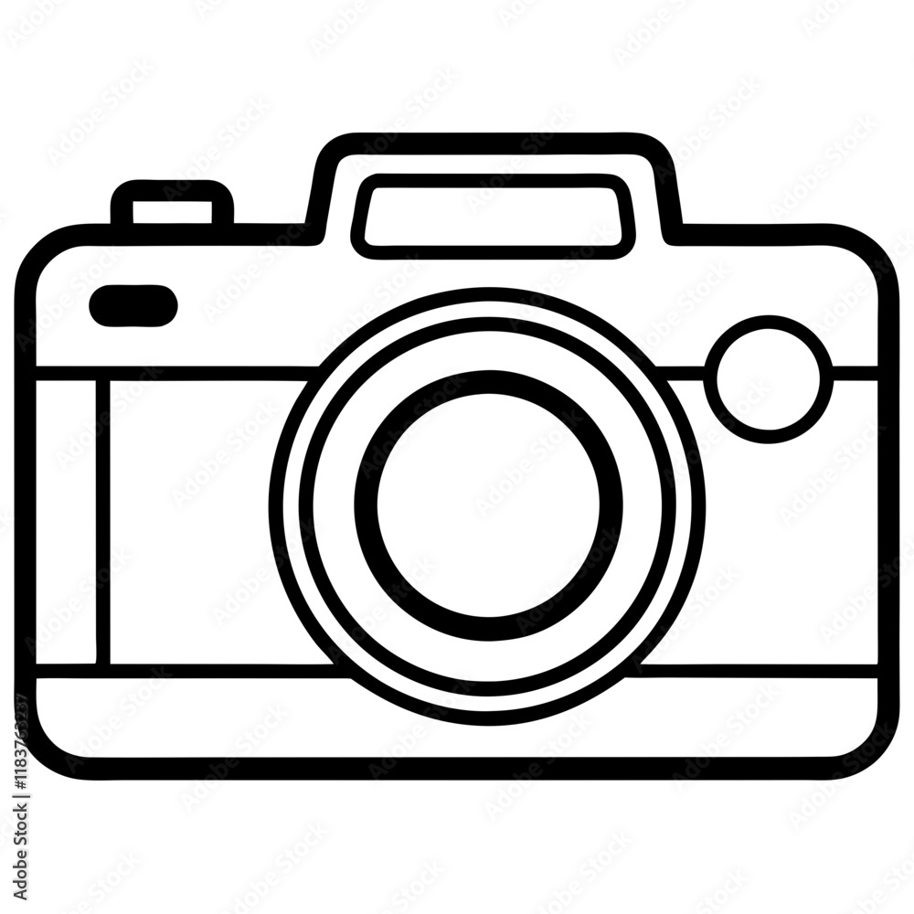 Minimalist Camera Outline Vector Icon - Modern Photography Design Minimalist Camera Outline Vector Icon - Modern Photography Design
