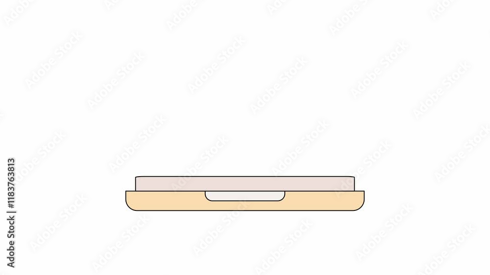 Electronic device of laptop in opening move, colored outline design style Electronic device of laptop in opening move, colored outline design style