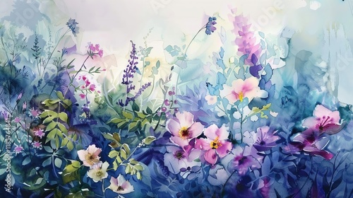 Wallpaper Mural Elegant watercolor paintings of florals and natural scenery Torontodigital.ca