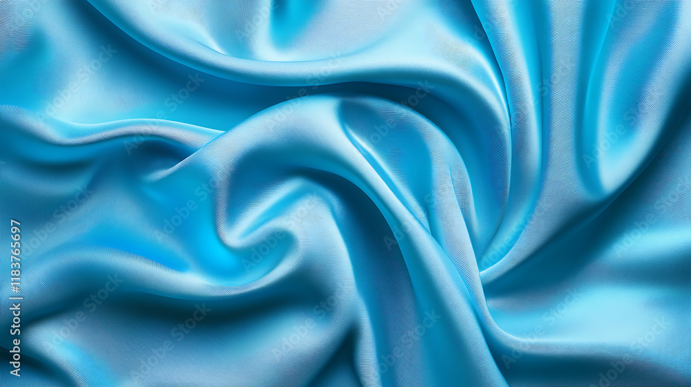 Fototapeta premium Flowing cyan cloth background, 3d rendering