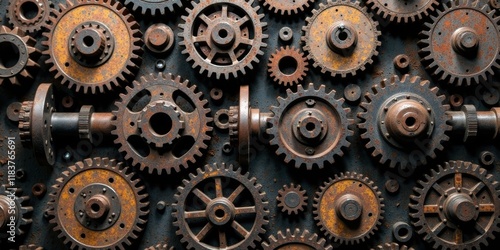 Wallpaper Mural Rustic Industrial Cogs and Gears A Complex Interlocking Mechanism of Timeworn Metal Parts Torontodigital.ca