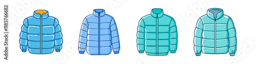 puffer jacket vector icon, clothing vector illustration - simple illustration of puffer jacket perfect for logos, and clothing-themed designs.
