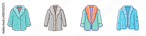 faux fur coat vector icon, clothing vector illustration - simple illustration of faux fur coat perfect for logos, and clothing-themed designs.