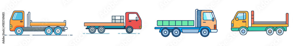 Fototapeta premium flatbed truck vector icon, vehicles vector illustration - simple illustration of flatbed truck perfect for logos, and vehicles-themed designs.