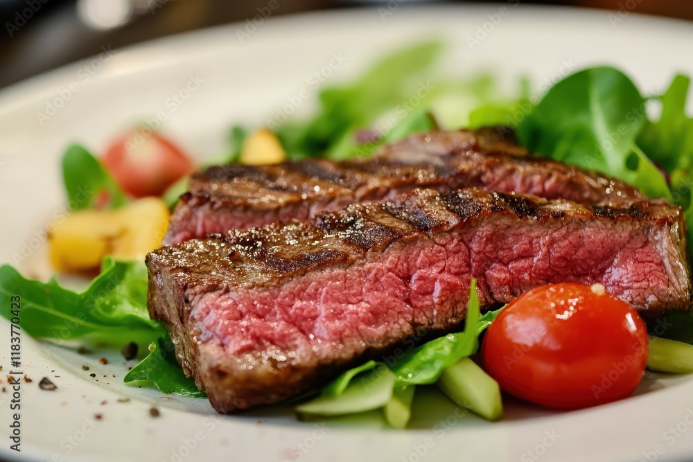 Tasty vegetable salad with steak Tasty vegetable salad with steak