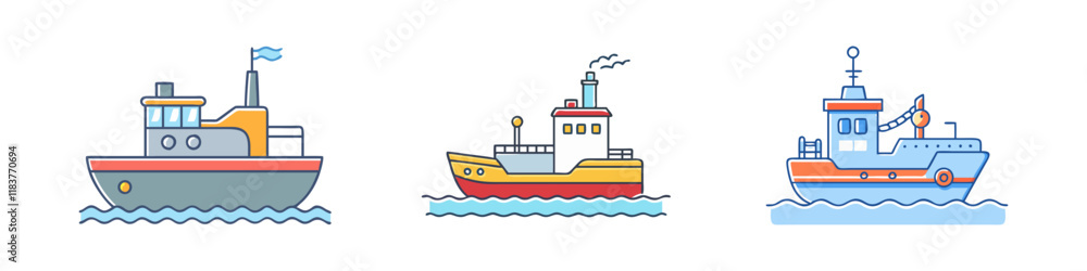 Obraz premium tugboat vector icon, vehicles vector illustration - simple illustration of tugboat perfect for logos, and vehicles-themed designs.