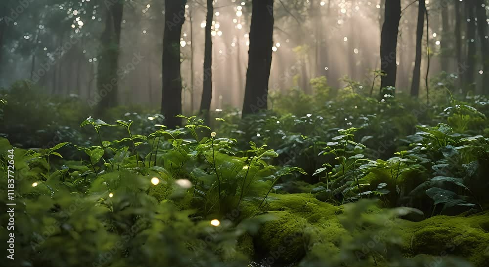 morning mist in the forest