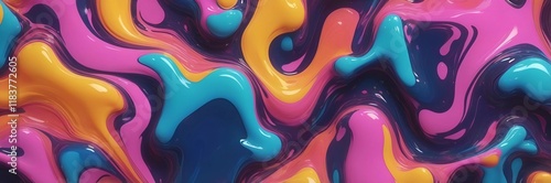 Liquid oil paint mixing background with smooth, flowing abstract design and glossy gradient waves